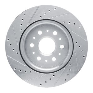 Buick Enclave Brake Rotor (1) - Rear Right - R1 Concepts - Drilled & Slotted - Silver - `17-`25